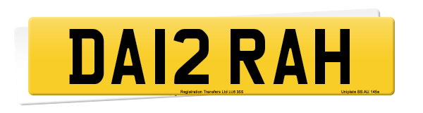 Registration number DA12 RAH